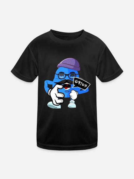 Angry cute comic monster - Kids Functional T-Shirt - black - Front
