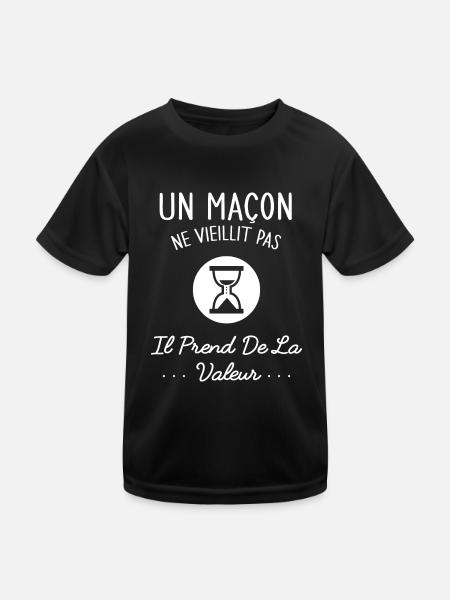 Un Maçon Ne Vieillit Pas Humour Idée Cadeau - T-shirt sport Enfant - noir - Devant