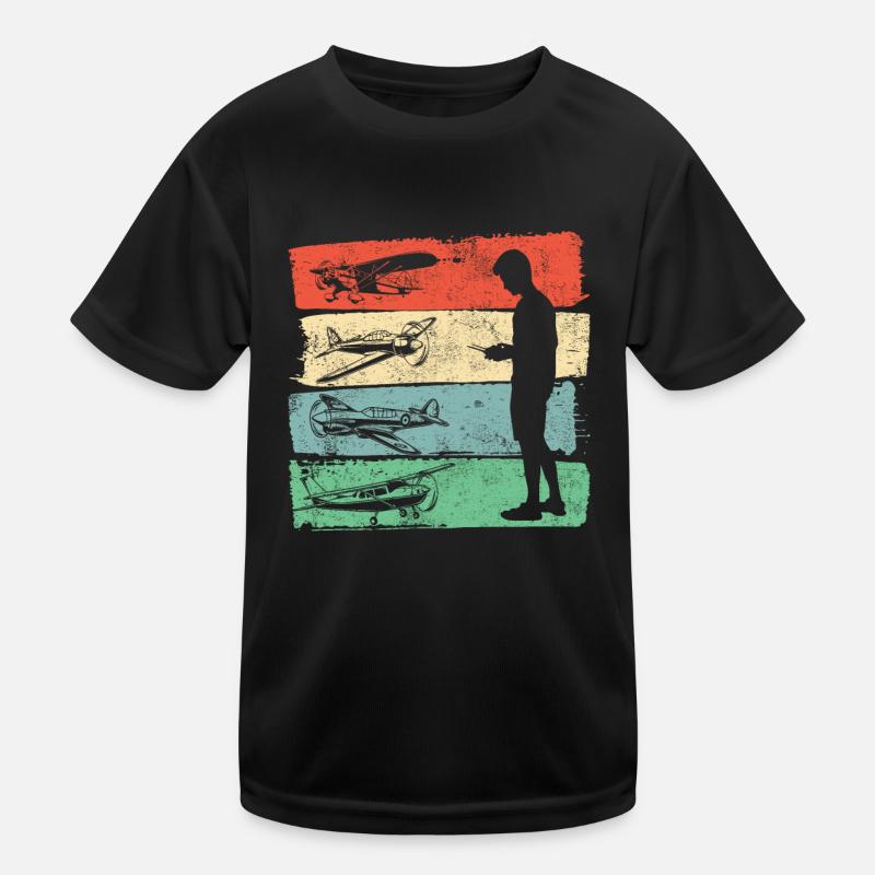Modellflugzeug Flieger Flugzeug Pilot Modellflug - Kinder Funktions-T-Shirt - Schwarz