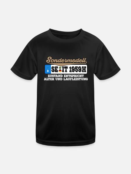 1959 Kennzeichen Geburtstag - Kinder Funktions-T-Shirt - Schwarz - Vorne