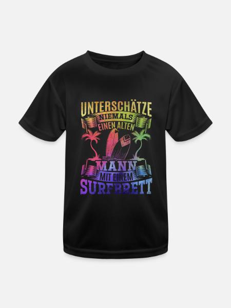 Unterschätze niemals einen alten Mann mit einem - Kinder Funktions-T-Shirt - Schwarz - Vorne