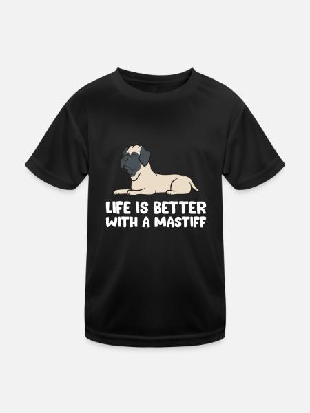 Das Leben ist besser mit einem Mastiff - Kinder Funktions-T-Shirt - Schwarz - Vorne