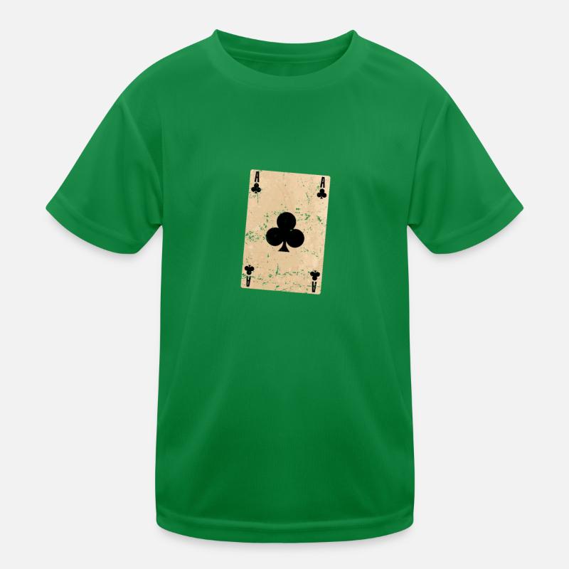 Kreuz Ass Poker oder Skat Kartenspiel Kinder Funktions-T-Shirt