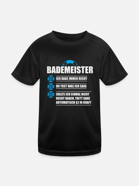 Bademeister Rettungsschwimmer Schwimmmeister - Kinder Funktions-T-Shirt - Schwarz - Vorne