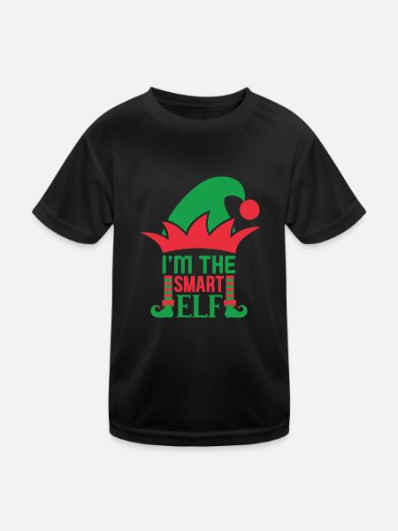 Ugly Christmas Ich bin der kluge Elf Sprüche - Kinder Funktions-T-Shirt - Schwarz - Vorne