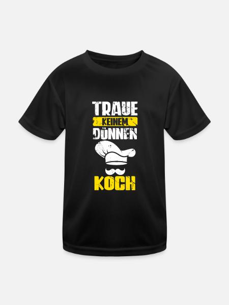 Traue Keinem Dünnen Koch - Kinder Funktions-T-Shirt - Schwarz - Vorne