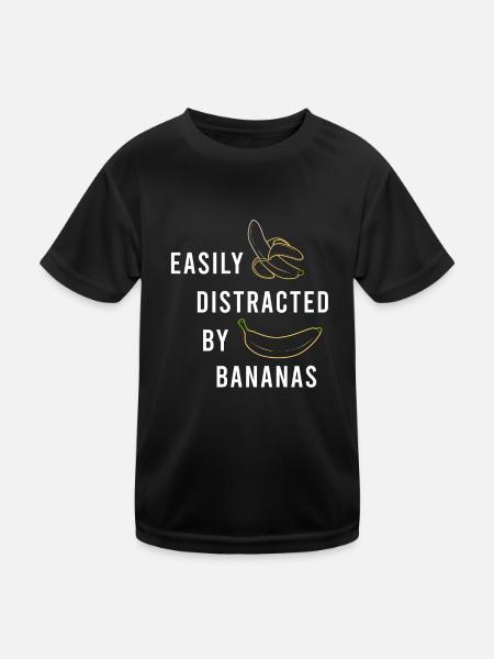Abgelenkt von Bananen tropische exotische Früchte - Kinder Funktions-T-Shirt - Schwarz - Vorne