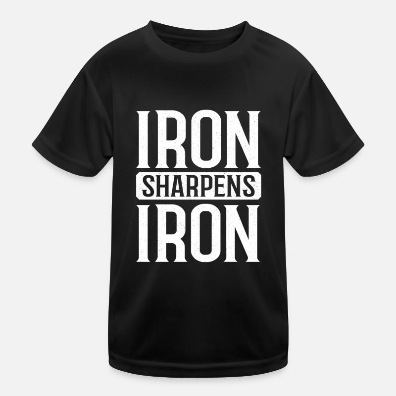 Iron Sharpens Iron Christian Workout Iron Kids Functional T-Shirt