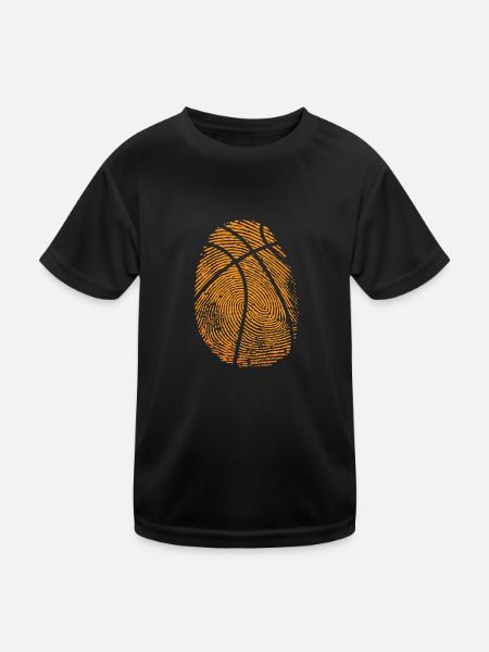 Fingerprint Basketball Ball Sports America - Kids Functional T-Shirt - black - Front