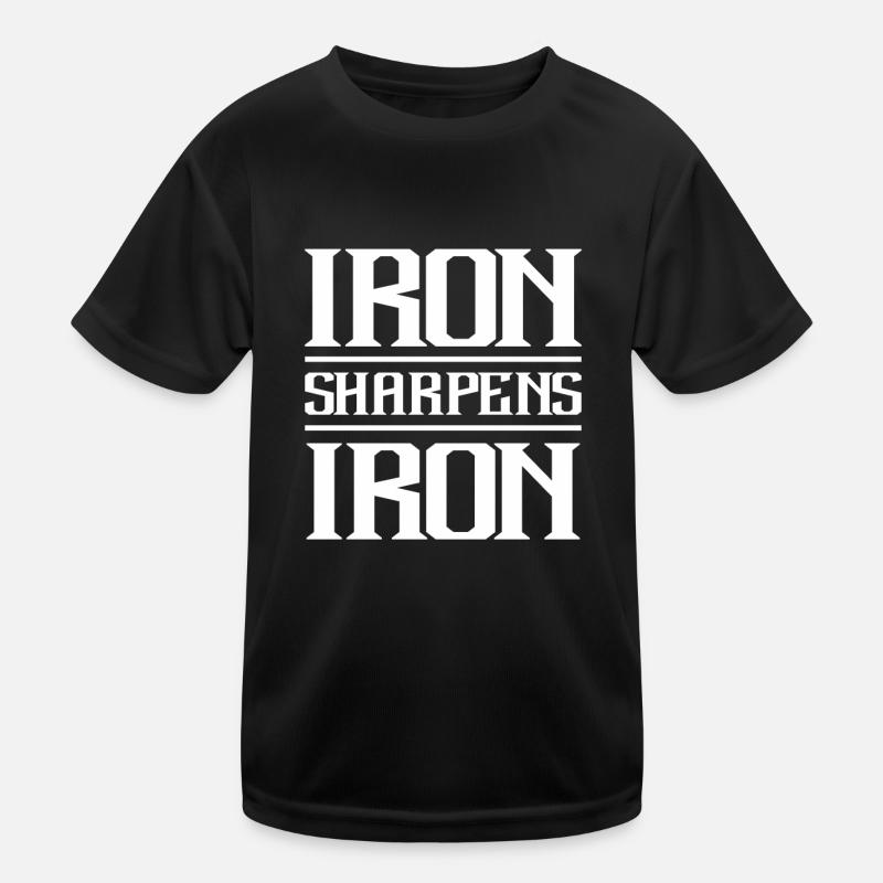 Iron Sharpens Iron Christian Workout Iron Kids Functional T-Shirt