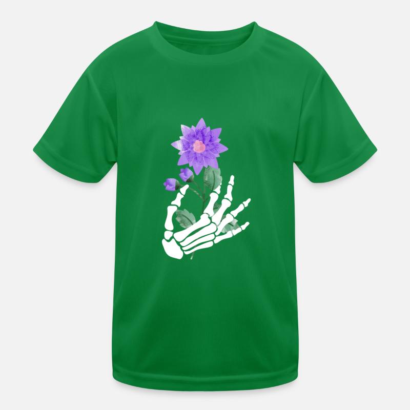 Flowers Decoration Skeleton Halloween Kids Functional T-Shirt