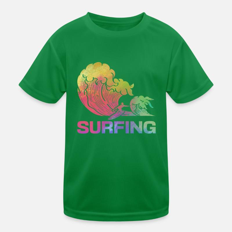 Surfing Water Surfing Surfboard Surfer Wave Kids Functional T-Shirt