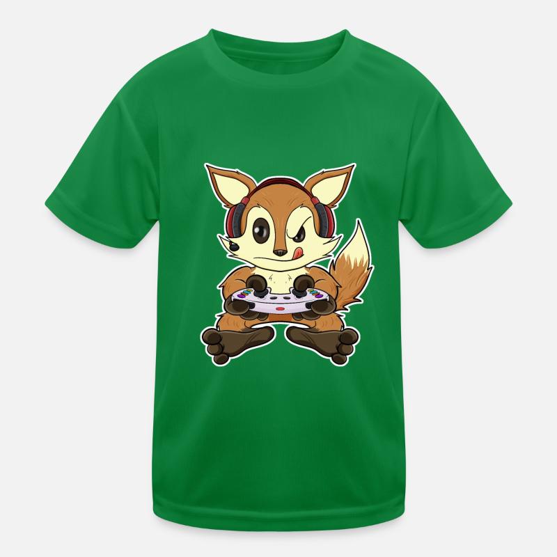 Fox With Gaming Controller I Funny Gaming I Gamer Kinder Funktions-T-Shirt