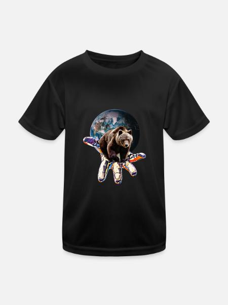 Grizzly - Kinder Funktions-T-Shirt - Schwarz - Vorne