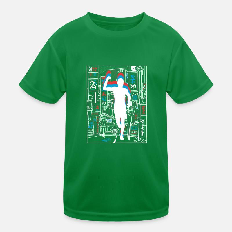 Vaporwave Synthwave Skyline Marathon, Trail Running T-shirt sport Enfant