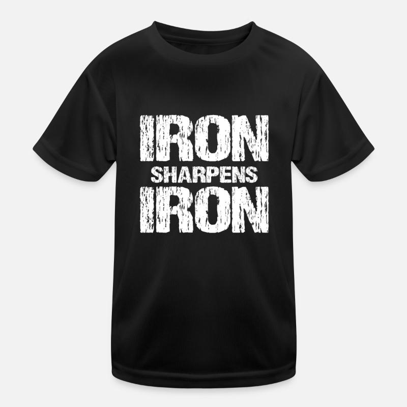 Iron Sharpens Iron Christian Workout Iron Kids Functional T-Shirt
