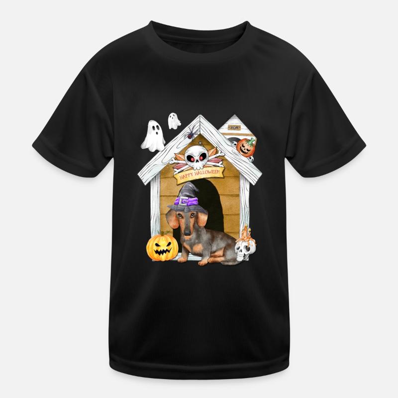 Halloween Teckel Chien Sorcière T-shirt sport Enfant
