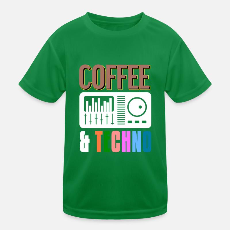 COFFEE & TECHNO Awesome Retro Music Techno Kinder Funktions-T-Shirt