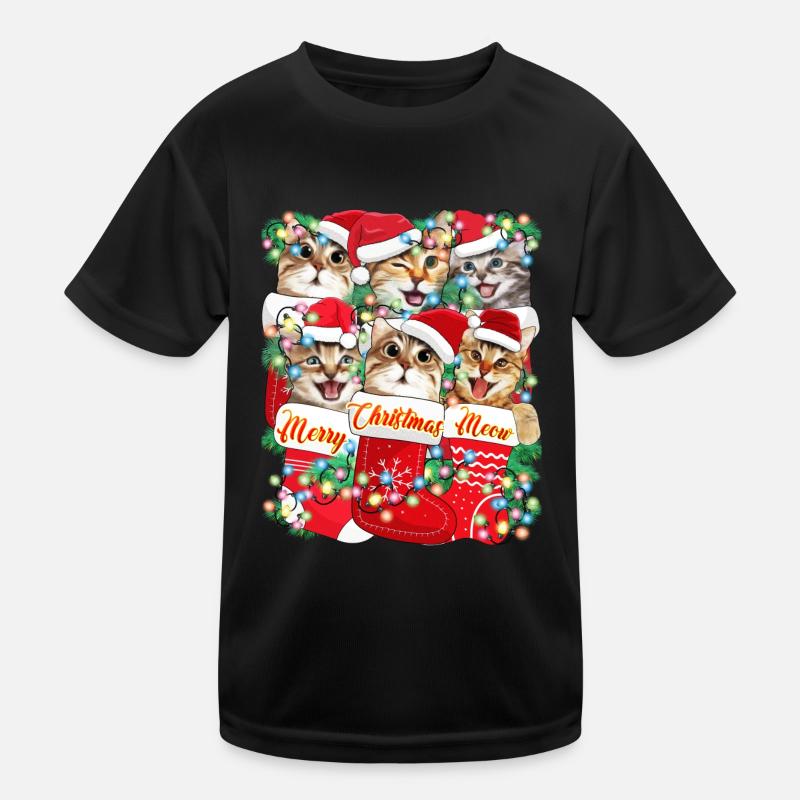 Frohe Weihnachten - Xmas Cute Cat Design Kinder Funktions-T-Shirt