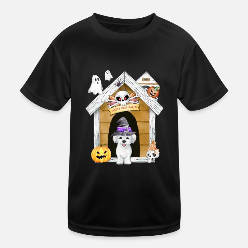 Halloween Maltesische Hundehexe Kinder Funktions-T-Shirt