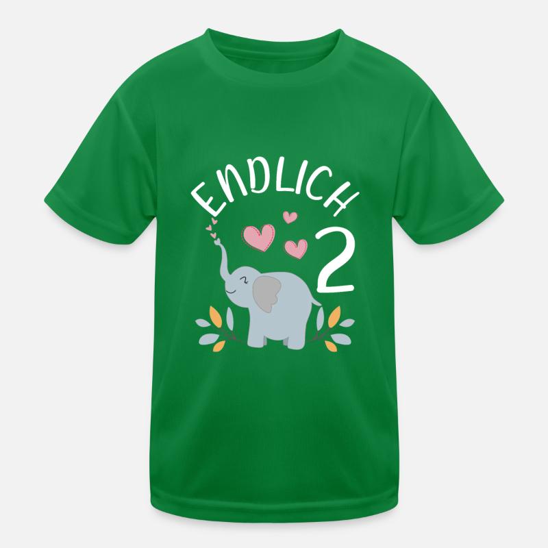 Endlich 2 Jahre Mädchen Geburtstagshirt Elefant Kinder Funktions-T-Shirt