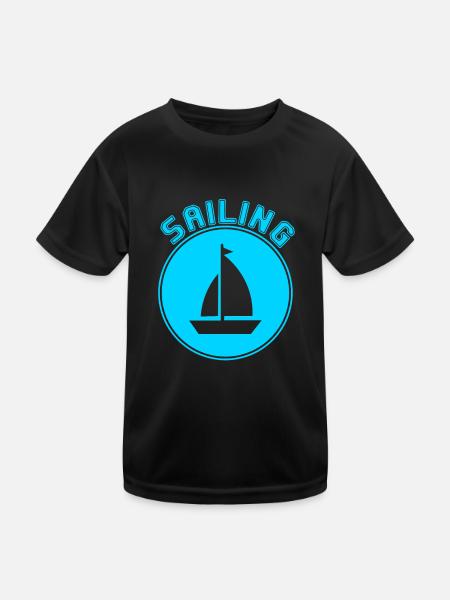 Segeln - Kinder Funktions-T-Shirt - Schwarz - Vorne