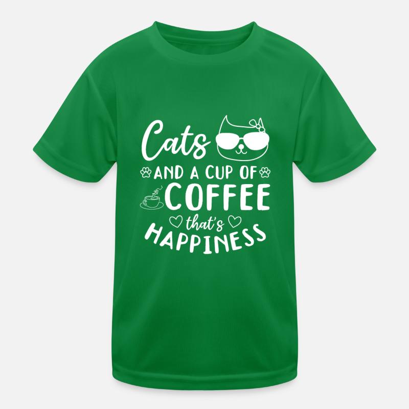 Des chats et une tasse de café c’est le bonheur - Cat T-shirt sport Enfant
