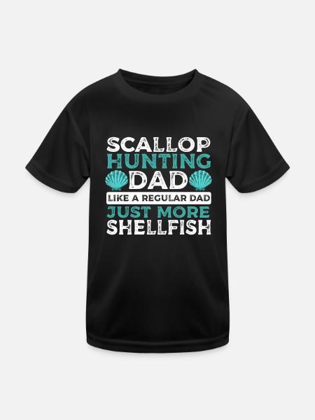 Scallop Hunting Dad Like A Regular Dad Just More - Kinder Funktions-T-Shirt - Schwarz - Vorne