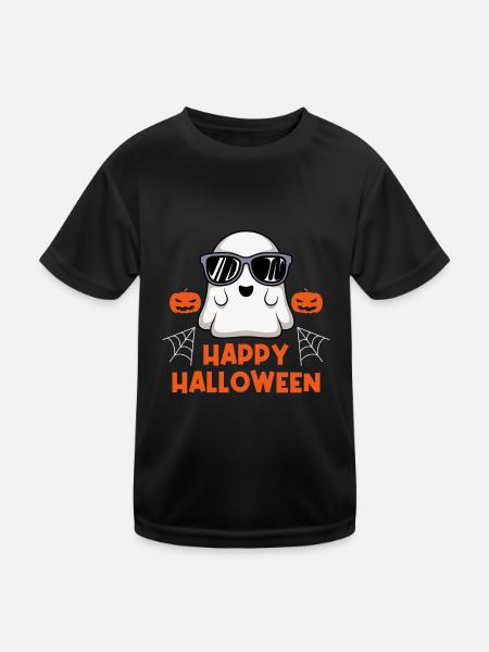 Happy Geister Halloween - Kinder Funktions-T-Shirt - Schwarz - Vorne