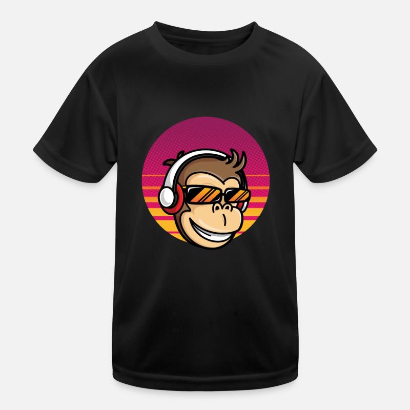 Monkey DJ Affe mit Kopfhörer Kinder Funktions-T-Shirt
