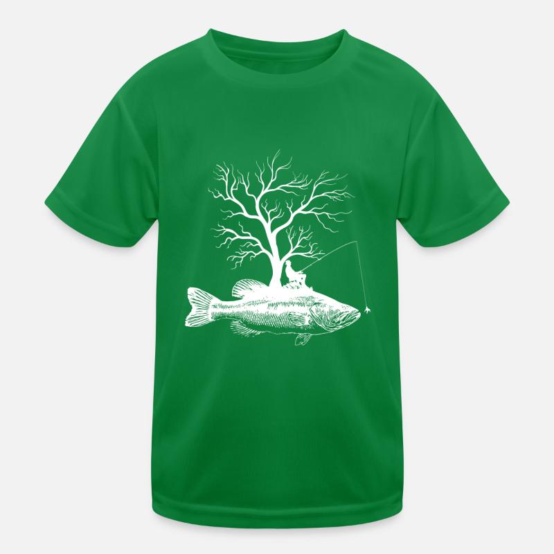 Grafischer Baum - Fisch Forellenbarsch Kinder Funktions-T-Shirt