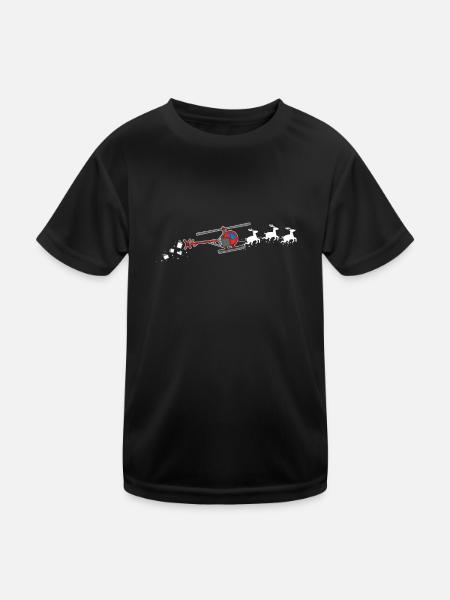 Helicopter Santa Claus Christmas sleigh - - Kids Functional T-Shirt - black - Front