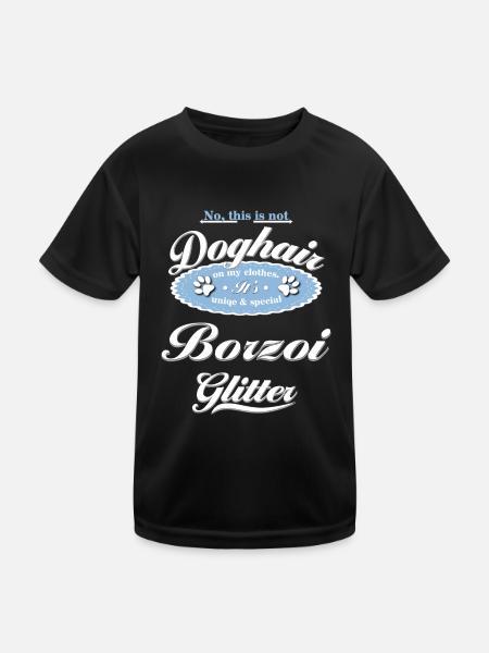 Hundeglitzer Borzoi - Kinder Funktions-T-Shirt - Schwarz - Vorne