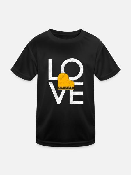 Klavier - Kinder Funktions-T-Shirt - Schwarz - Vorne