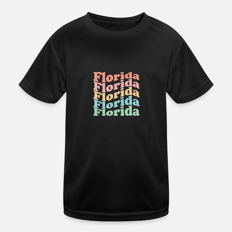 Vintage 70s Hippie USA State - Retro Florida Kids Functional T-Shirt