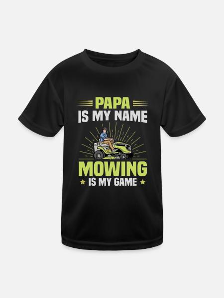 Tondeuse à gazon Tracteur Papa Nom Jeu de tonte - T-shirt sport Enfant - noir - Devant