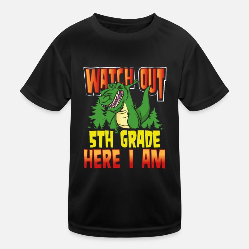 T Rex 5. Klasse Hier Bin Ich Kinder Funktions-T-Shirt