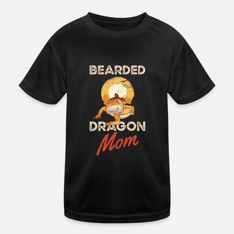 Bartdrache Mama Eidechse Haustier Muttertag - Kinder Funktions-T-Shirt - Schwarz