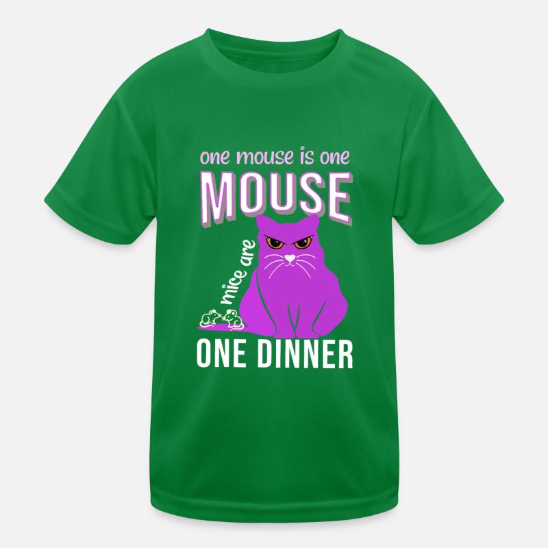 cat saying one mouse is one mouse dinner cat fat Kids Functional T-Shirt