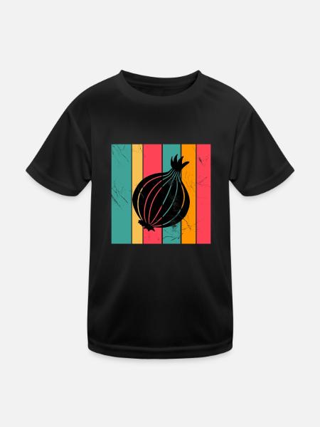 Onion Lover Retro Vegetables Vegan Gift idea - Kinder Funktions-T-Shirt - Schwarz - Vorne