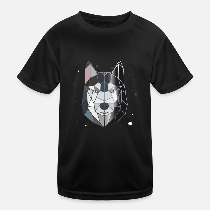 Husky Polygon - Kinder Funktions-T-Shirt - Schwarz