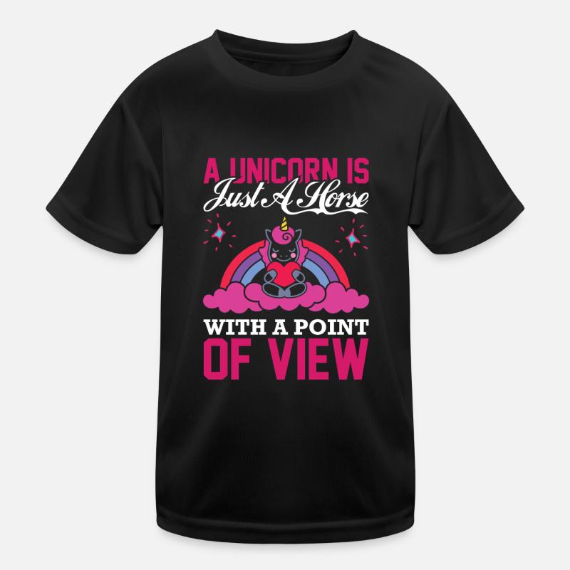 Pferd mit Aussicht Unicorn Kinder Funktions-T-Shirt