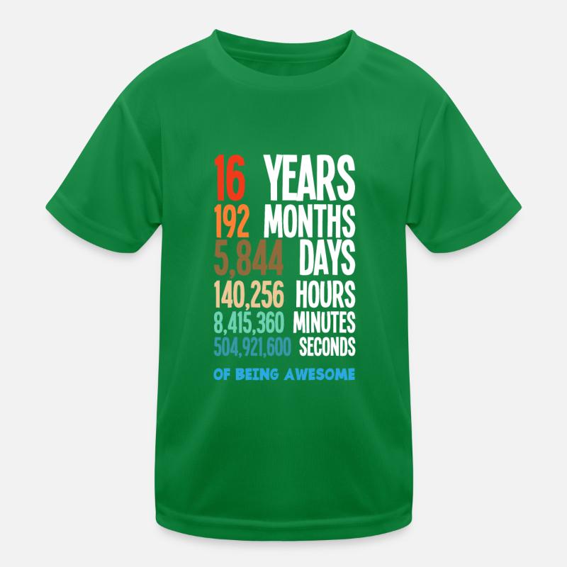 16e anniversaire Filles Garçons T-shirt sport Enfant