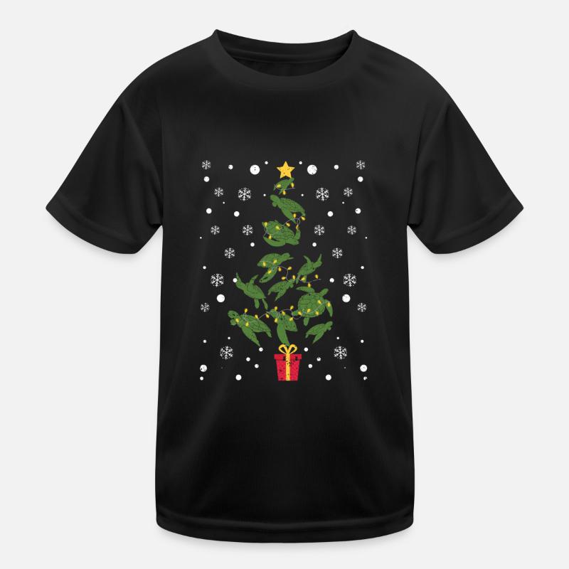 Sea Turtle Christmas Tree Animal Xmas PJs Kids Functional T-Shirt