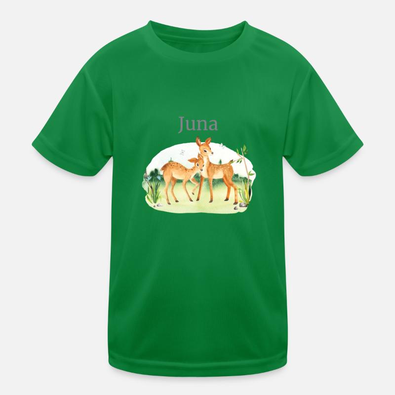 Waldtier Reh Blumen Name Juna Kinder Funktions-T-Shirt