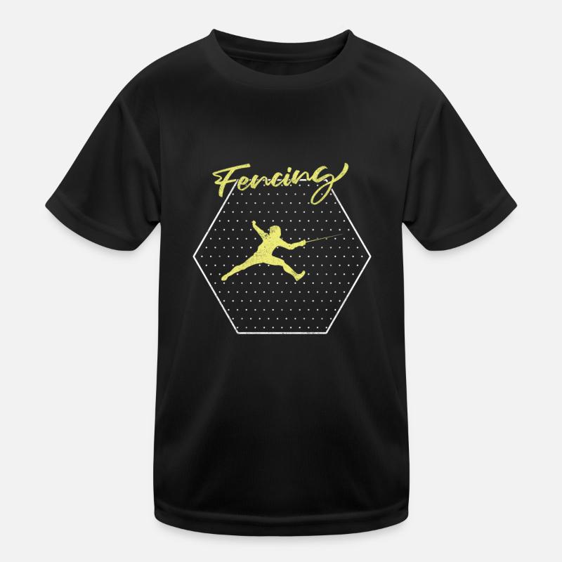 Fechten - Kinder Funktions-T-Shirt - Schwarz