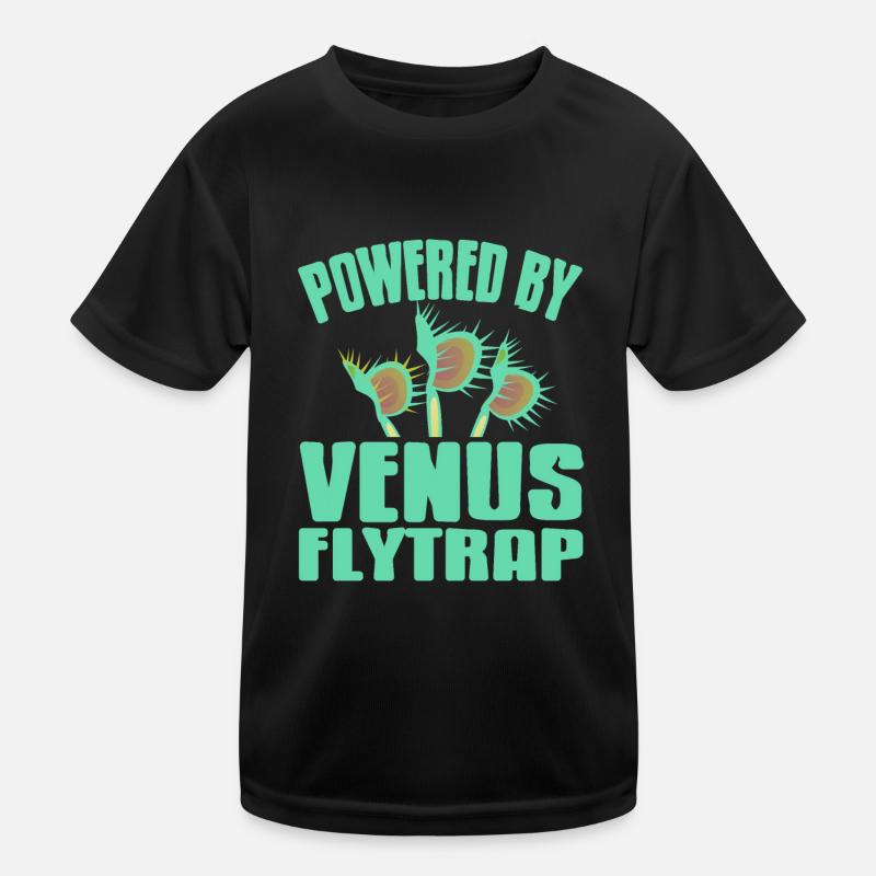 Powered By Venus Flytrap Cool Carnivorous Plant Kids Functional T-Shirt