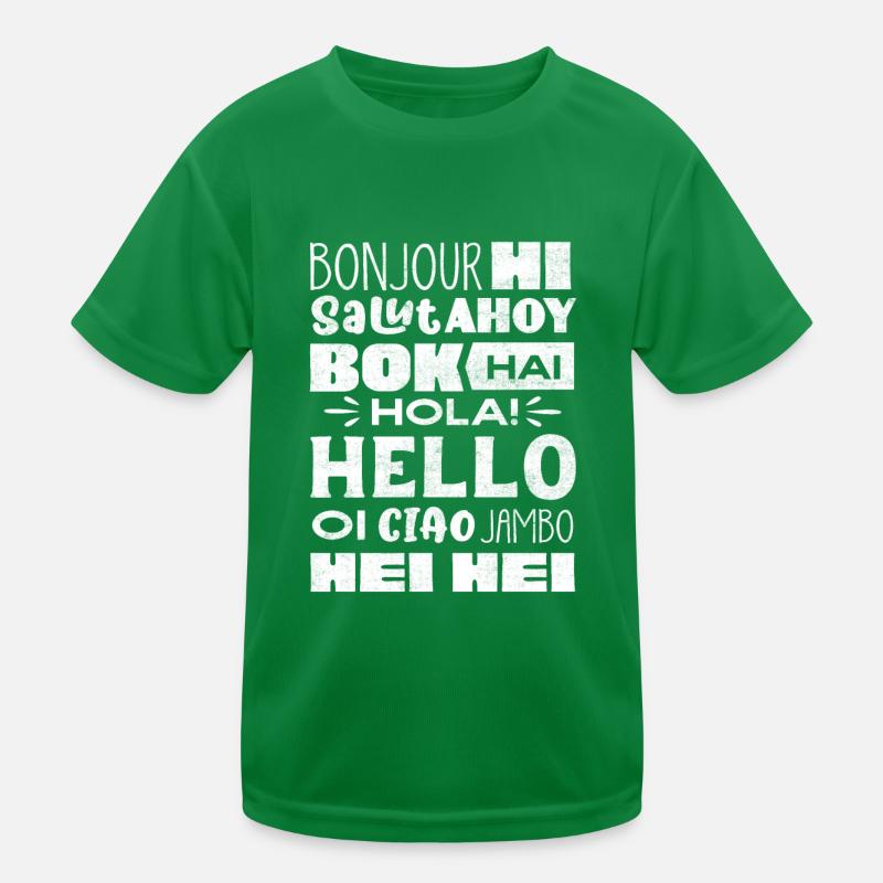 Word Hello Different Languages, Language Teacher Kids Functional T-Shirt