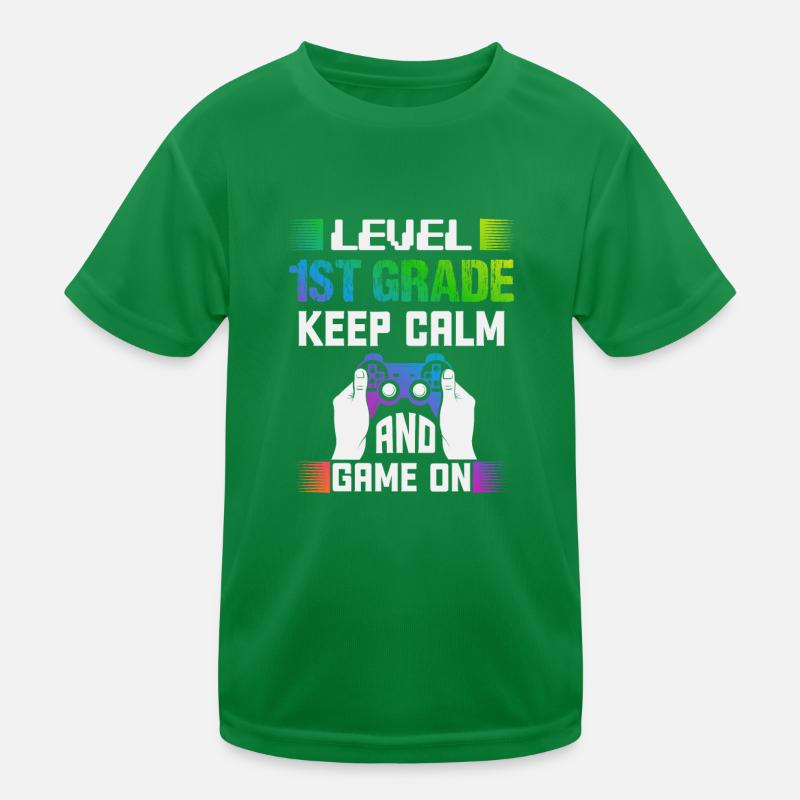 Level 1ST GRADE keep calm and game on Kinder Funktions-T-Shirt
