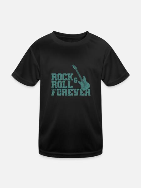 Rock and Roll Forever Musik Genre Gitarre - Kinder Funktions-T-Shirt - Schwarz - Vorne